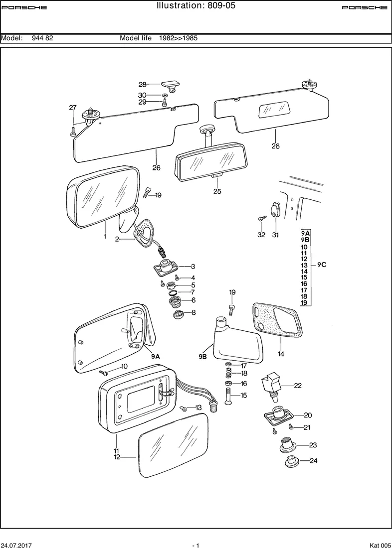 Interior mirror diagram