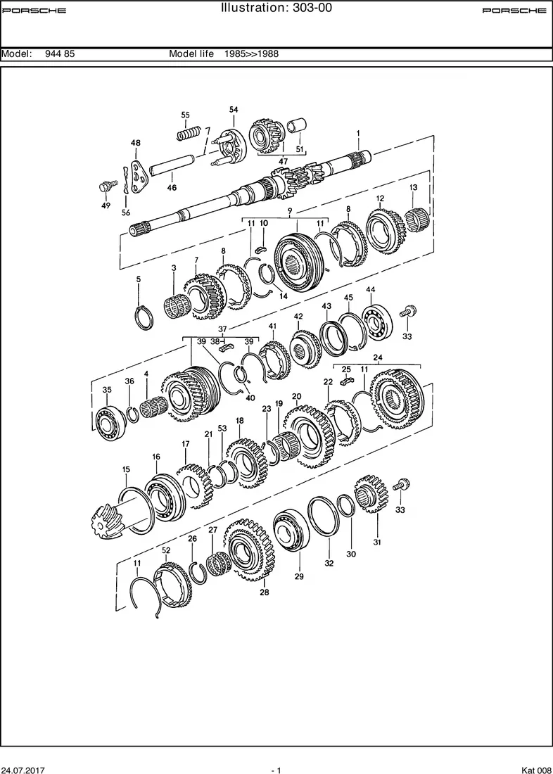 Gears and shafts                                   5Y 5S 5Z 7V diagram