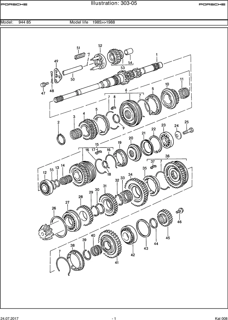 Gears and shafts                                   5P 5R UY 9U diagram