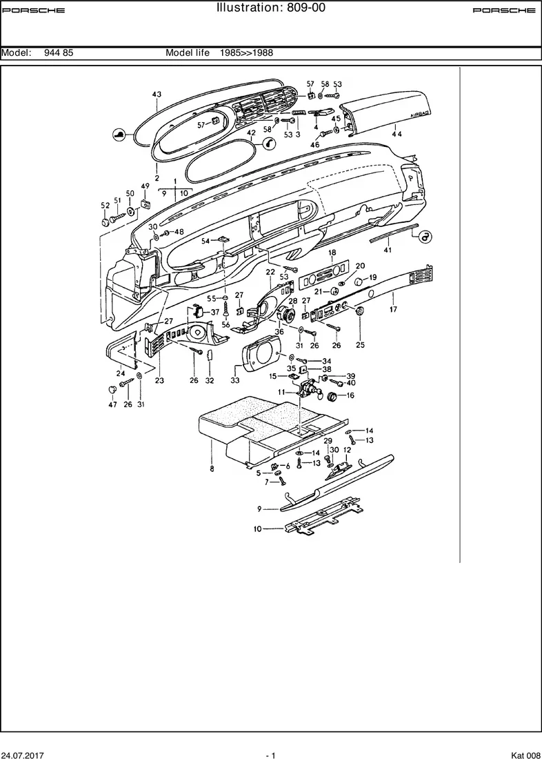 Dashboard trim diagram
