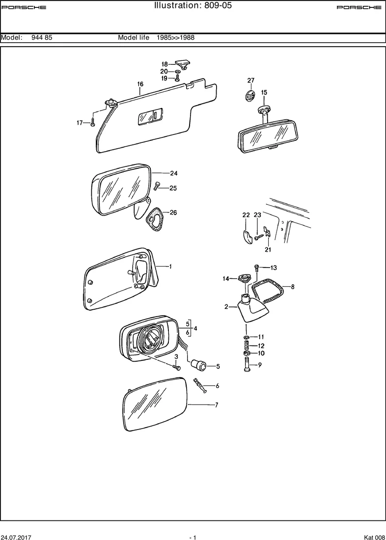 Rear-view mirror diagram