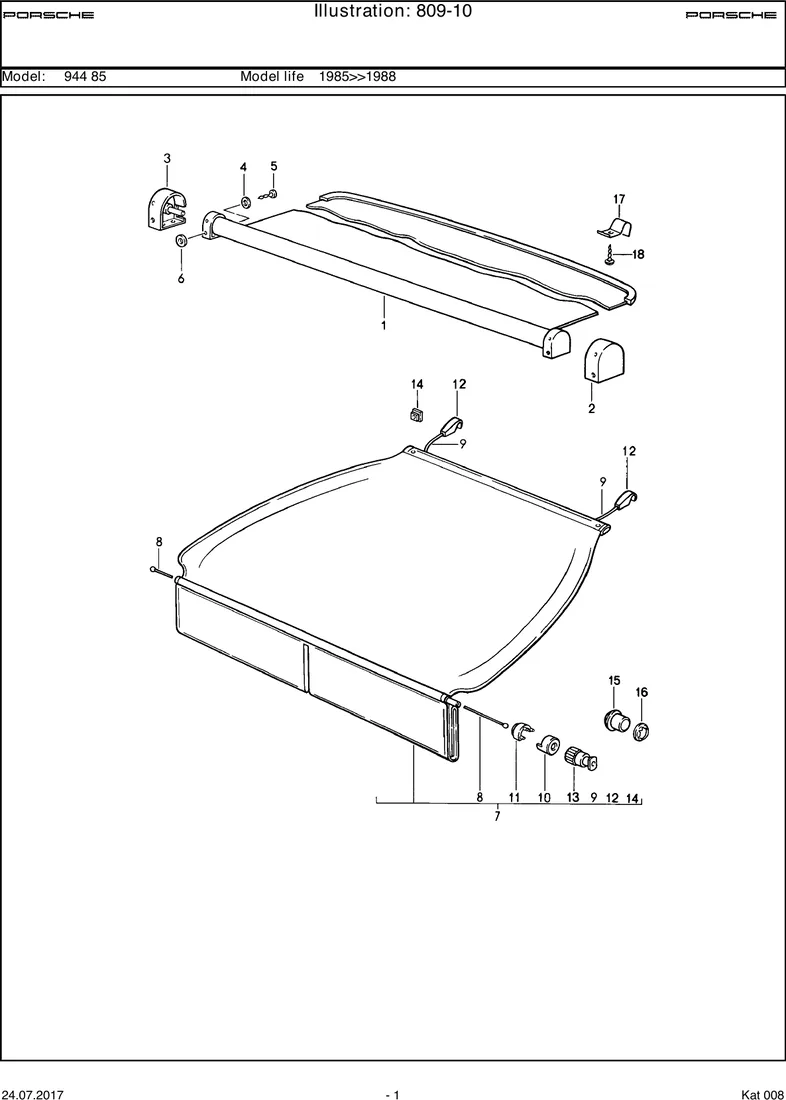 Luggage compartment cover diagram