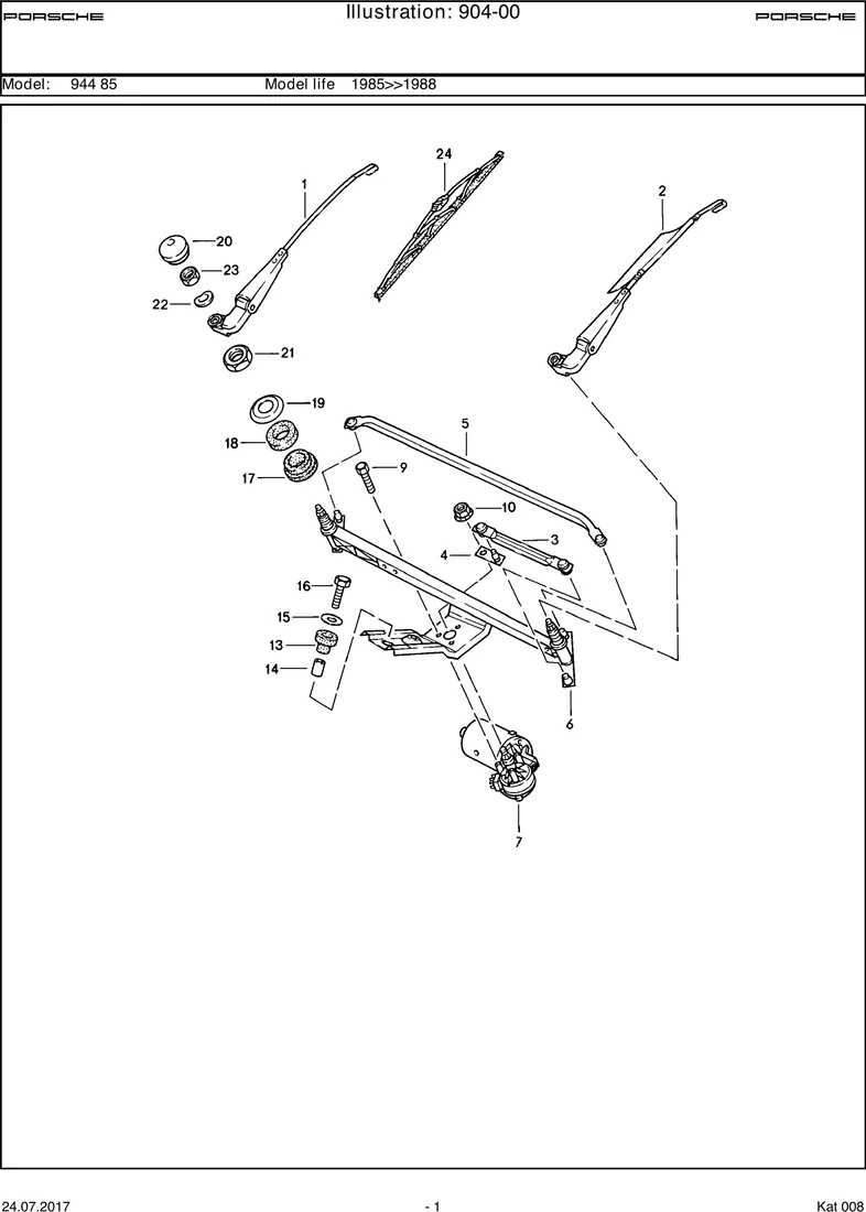 Windscreen wiper system diagram