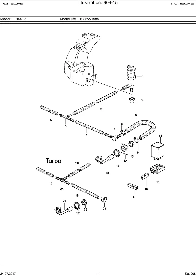 Headlight washer system                            M288 diagram