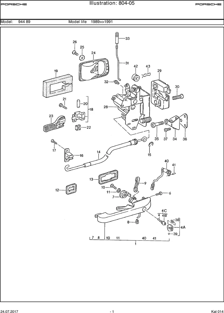 Outer door handle diagram