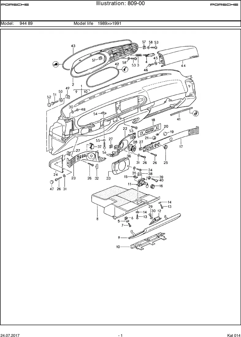 Dashboard trim diagram