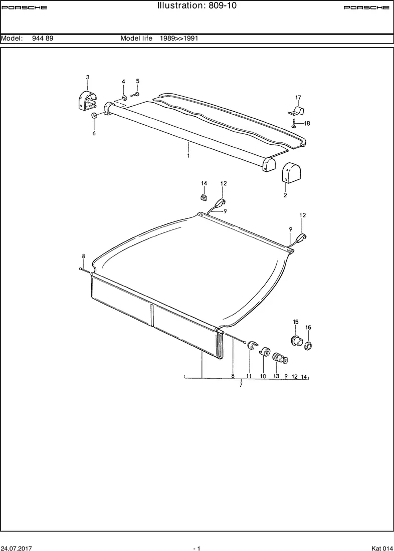 Luggage compartment cover diagram