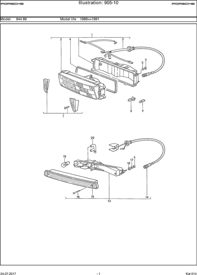 Additional headlamp                                944S2/TURBO diagram